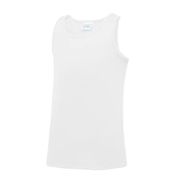AWDis Just Cool Plain Sleeveless Vest Top in White Size: 12-13 Years White Unisex 12-13 Years