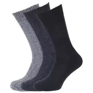 Mens Wool Blend Socks With Wool Padded Sole (Pack Of 3) (UK Shoe 6-11, EUR 39-45) (Shades of Blue)