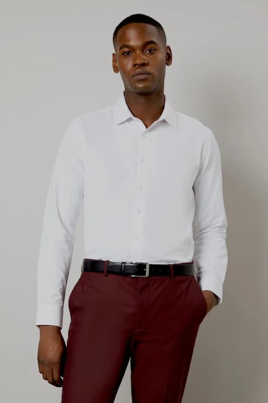 Burton Mens White Easy Iron Cavalry Twill Slim Fit Long Sleeve Shirt White 16.5 in Male BBB05262