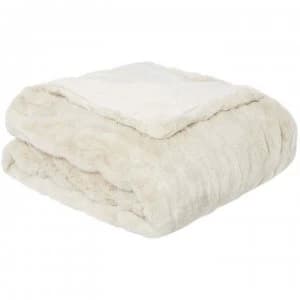 Hotel Collection Hotel Ruched Faux Fur Throw - Cream