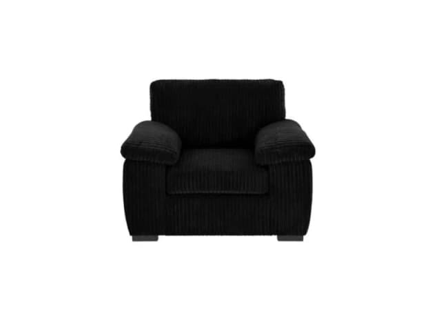 LUXURY LIFE Collingdale Jumbo Cord Fabric 1 Seater Sofa Black