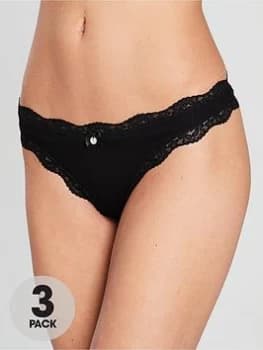 Boux Avenue Tatiana Thong 3 Pack, Black, Size 10, Women