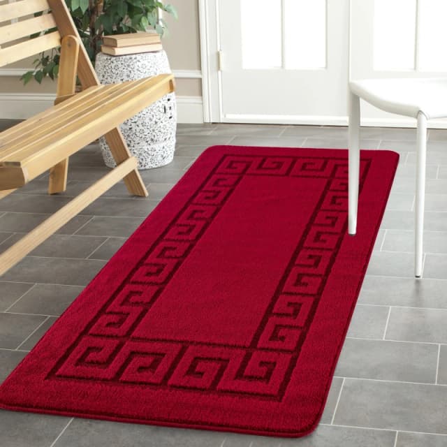 Smart Living Smart Living Plain Heavy Duty Machine Washable Hallway Kitchen Non Slip Door Mat in Red Size: 80cm x 300cm Red 80cm x 300cm Unisex 8670
