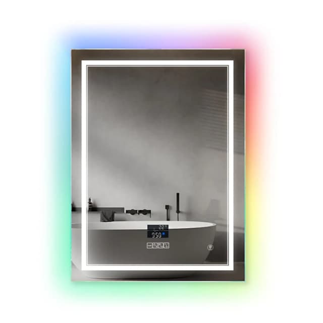 ENER-J LED Mirror CCT & RGB in borders with Bluetooth Speaker, Rectangular shape- Width 50cm;Height 70cm in White Size: 100cm x 100cm White Unisex