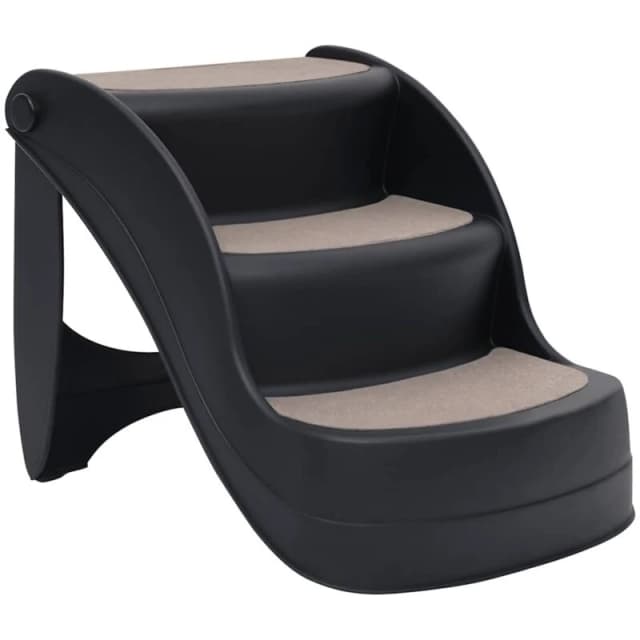 VIDAXL Folding 3-Step Dog Stairs Black Vidaxl 8720286344644