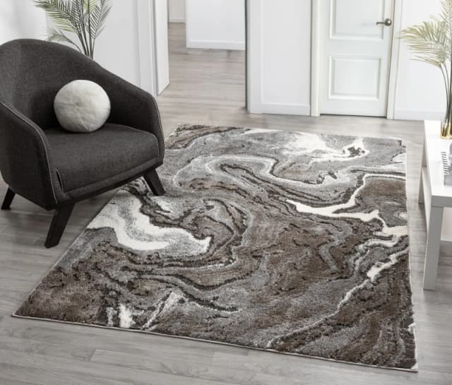 Eleanor Modern Embossed Contemporary Living Room Area Rug - Marble Design,grey,200 X 290 Cm