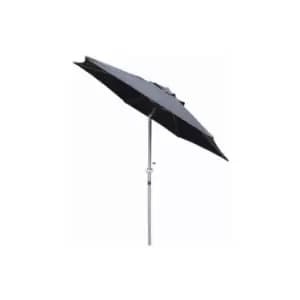 2m Aluminium Black Parasol Sun Shade with Crank and Tilt Garden Patio