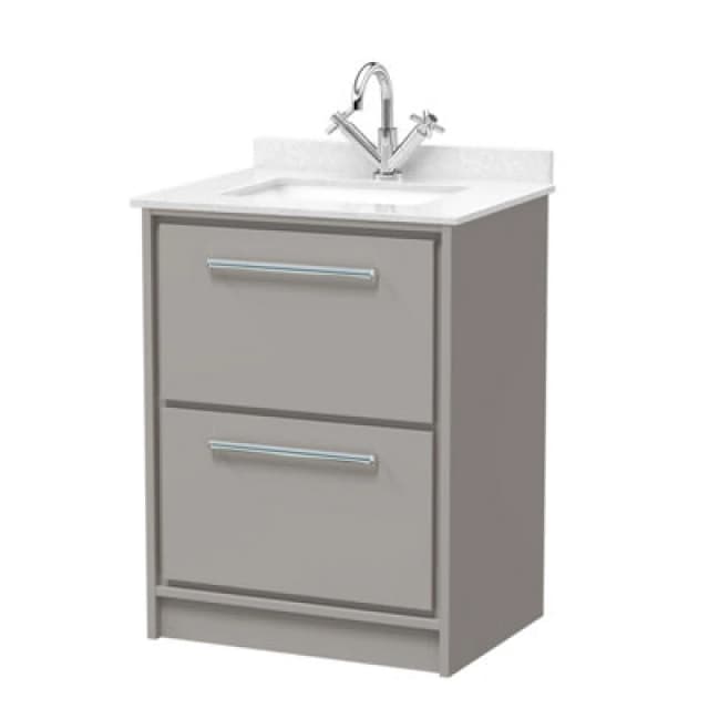 Balterley 600mm Floor Standing 2 Drawer with Marble Worktop Basin - Pebble Grey Grey Unisex