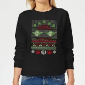 Star Wars Merry Christmas I Wish You Knit Womens Christmas Sweatshirt - Black