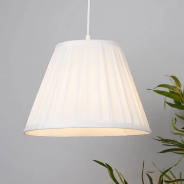 Lighting Collection White Pleat Soft Textured Tapered Fabric Pendant Light Shade