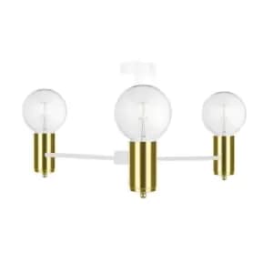 Arde Multi Arm Semi Flush Ceiling Light White, Gold, 60cm, 3x E27