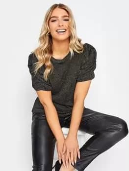 M&Co Foil Ruched Sleeve Blouse, Silver, Size 14, Women