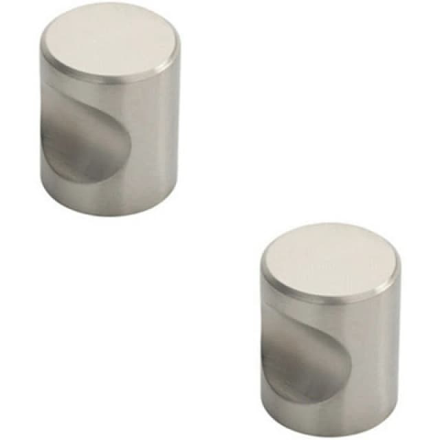 Loops 2x Cylindrical Cupboard Door Knob 25mm Diameter Stainless Steel Cabinet Handle Metallics unisex
