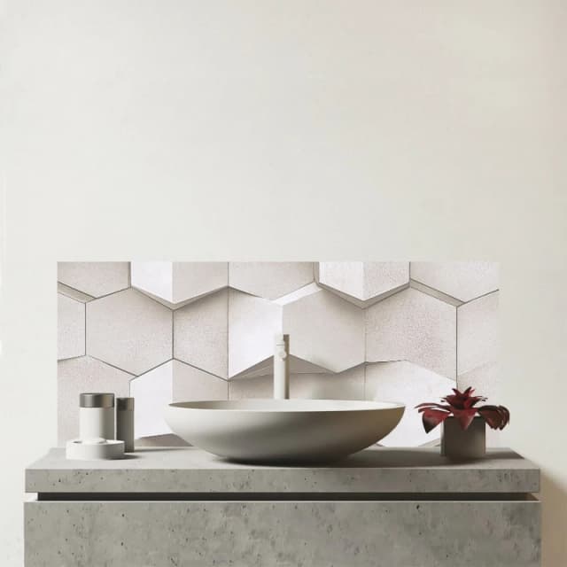 Warren Reed - Designer Light Dove Grey Geometric Glass Bathroom Splashback Grey Unisex