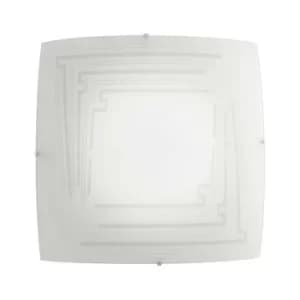 Fan Europe CONCEPT 2 Light Patterned Glass Flush Ceiling Light White 30x30cm