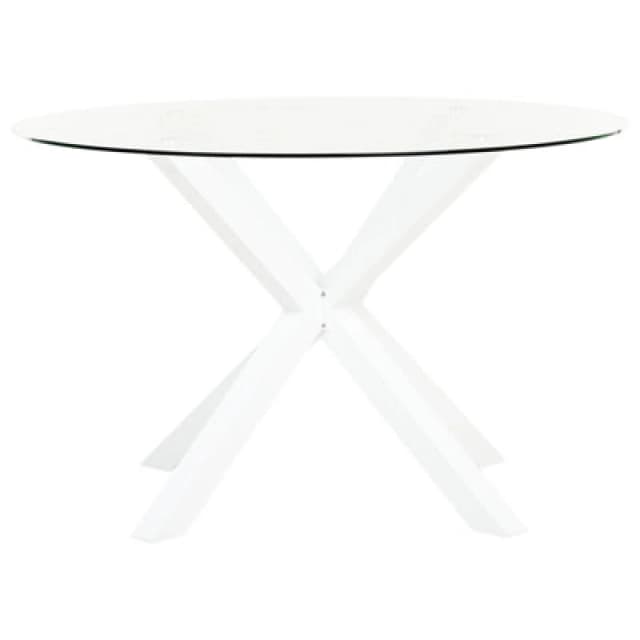 Beliani Garden Dining Table Maletto 120 Cm 120 Cm Glass White