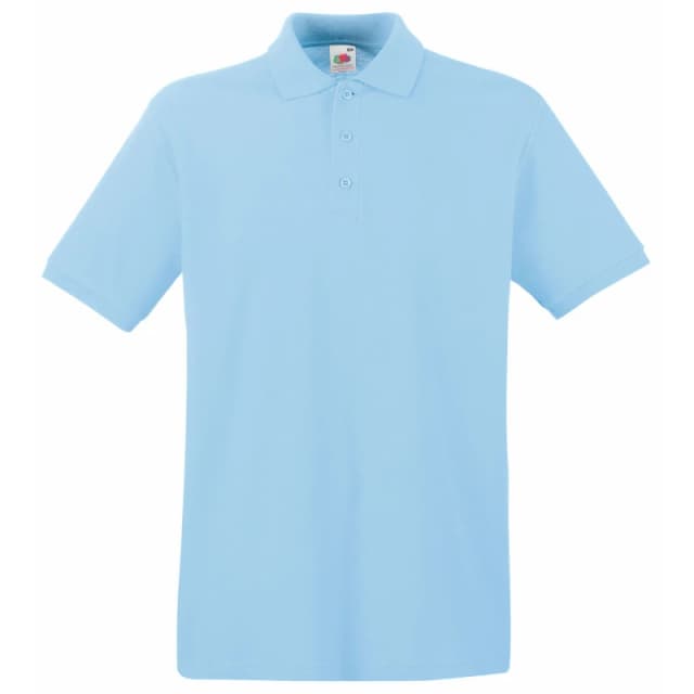 Fruit Of The Loom Fruit of the Loom Men Premium Short Sleeve Polo Shirt in Blue Size: Small Blue S Male 5055747696080