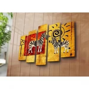 5PATK-239 Multicolor Decorative Canvas Painting (5 Pieces)