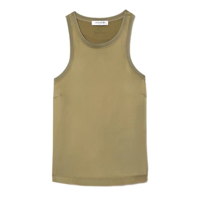 Lacoste Slim Fit Fluid Satin Tank Top Khaki female 8