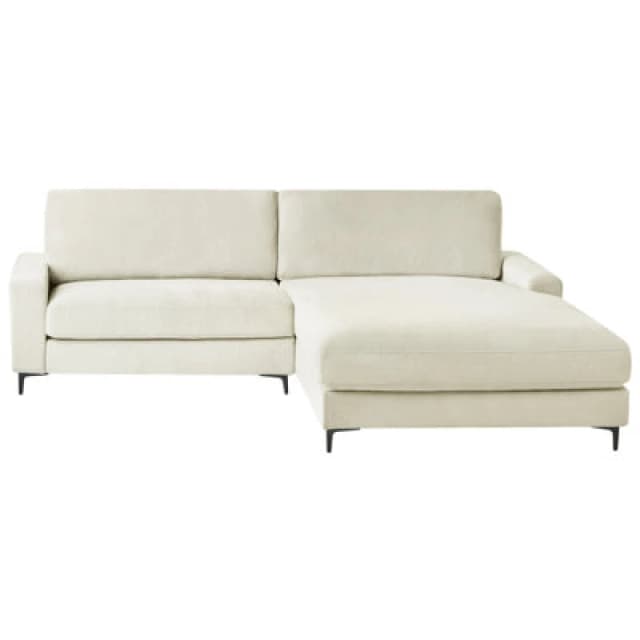 Beliani Corner Sofa 3 Seater Maloy Chenille Off-White Left Hand