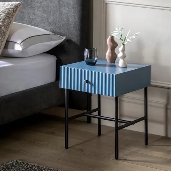 Baybridge 1 Drawer Bedside Table Blue