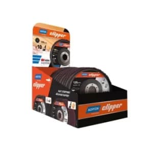 Norton Clipper 115mm Rapid Strip Wood Counter Display of 10