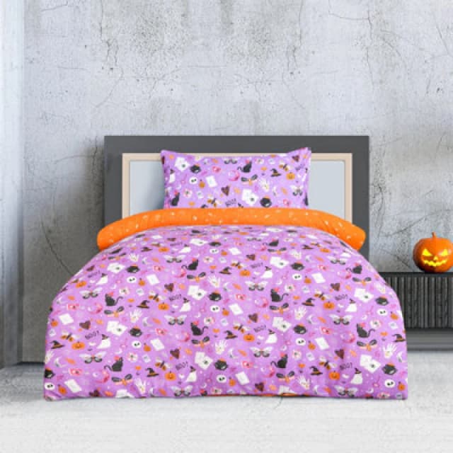 Smart Living Smart Living Luxury Soft Reversible Celestial Halloween Duvet Cover & Pillowcases in Lilac Size: Single Lilac Single Unisex 50565575763