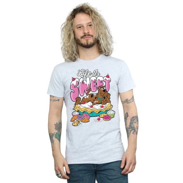 Scooby Doo Scooby Doo Men Life Is Sweet T-Shirt in Grey Size: Small Grey S Male 5063377464993