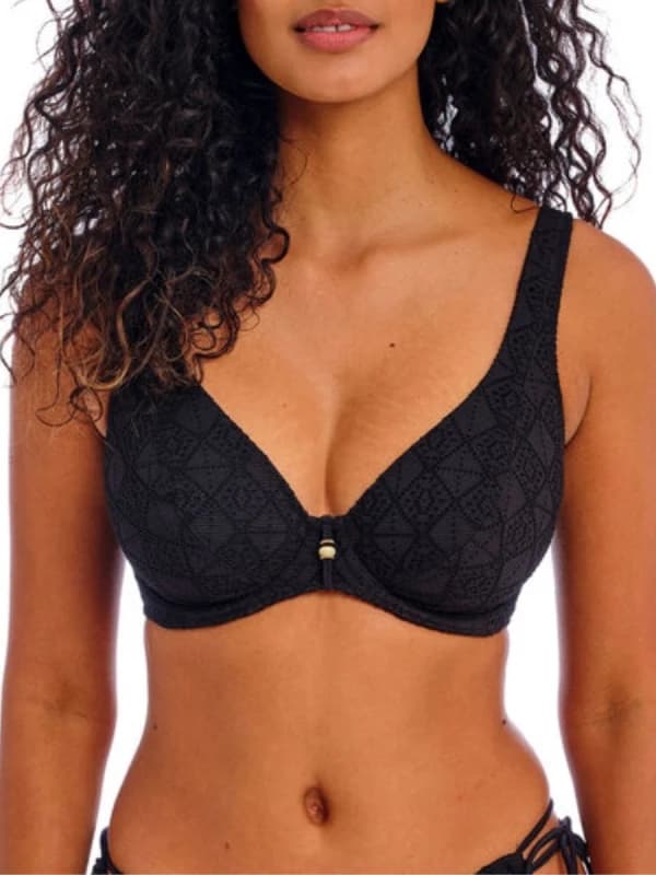 Freya Womens Nomad Nights High Apex Bikini Top in Black Size: 28FF Black Female 28FF