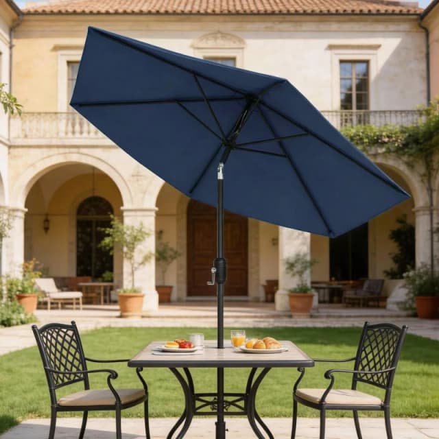 OUTSUNNY 2.6M Garden Parasol Umbrella with Aluminium Pole, Tilt in Navy Navy Unisex