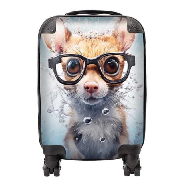 Warren Reed - Designer Splashart Doormouse With Glasses Suitcase in Blue Size: Large Blue Unisex Large