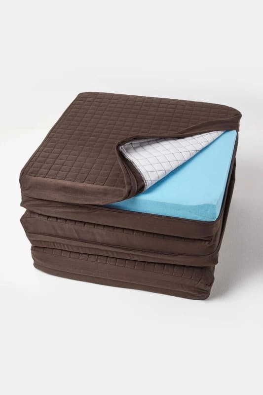 Homescapes Quilted Polyester 3 Seater Orthopaedic Booster Cushion Cover in Chocolate Chocolate Unisex
