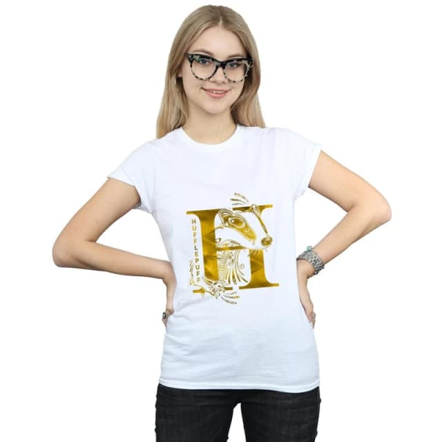 Harry Potter Hufflepuff Badger Cotton T-Shirt White female