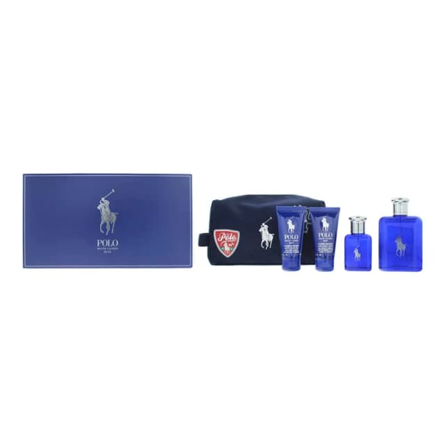 Ralph Lauren Polo Blue Gift Set: Eau de Toilette 125ml - Eau de Toilette 40ml - Shower Gel 50ml - Aftershave Balm 50ml