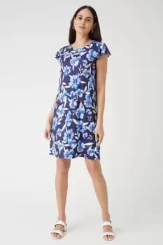 Navy Floral Jersey Shift Dress