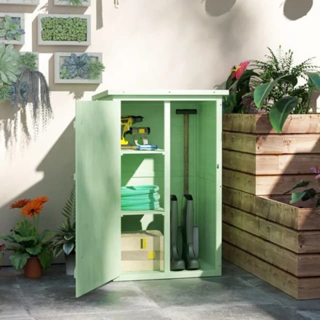 Outsunny Garden Shed Outdoor Tool Storage w/ 2 Shelves 75 x 56 x115cm Green 845-292V00GN