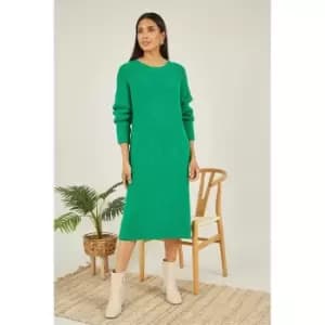 Yumi Green Knitted Midi Dress - Green