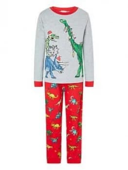 Monsoon Boys Christmas Dino Pyjamas - Red, Size 5-6 Years