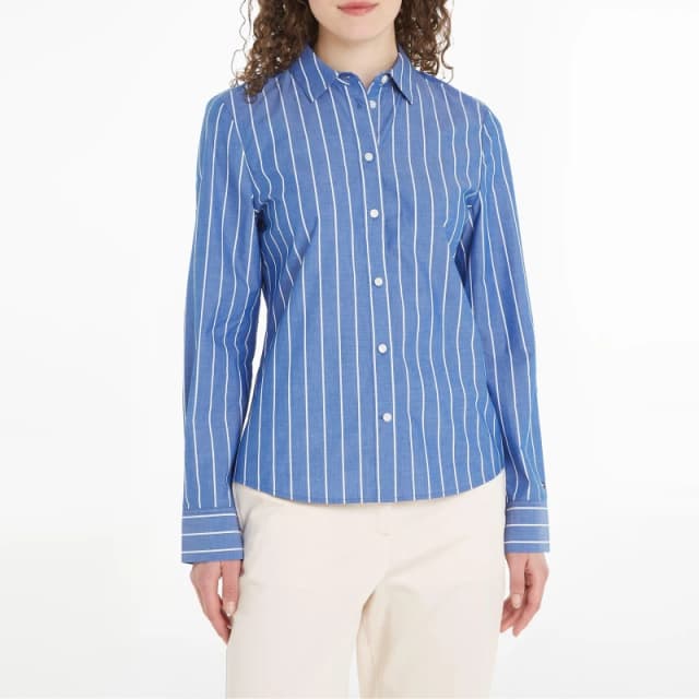 Tommy Hilfiger Striped Regular Fit Shirt Stp/ Blue female 12 (M)