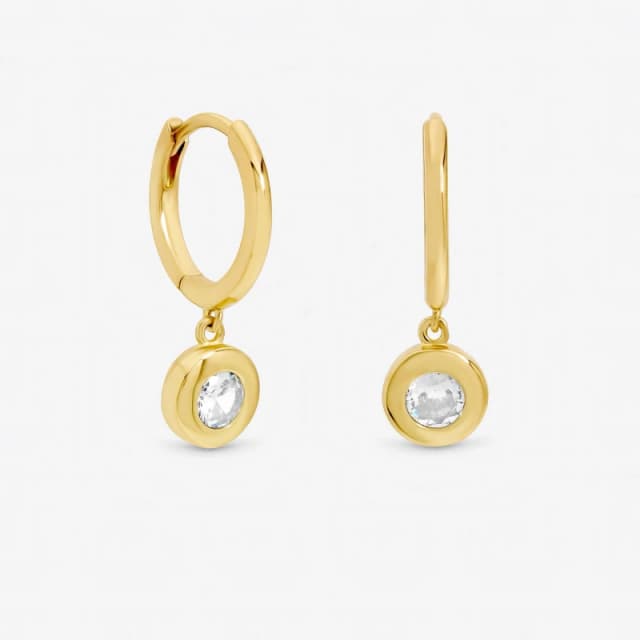 Jon Richard Gold Plated Cubic Zirconia Bezel Huggie Earrings Huggie Earrings One Size Gold 71641310000