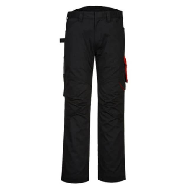 Portwest PW2 Service Work Trousers PW240BDR28 Colour: Black / Red