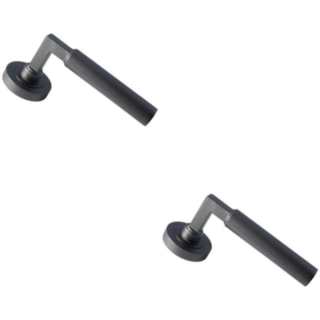 Loops 2x PAIR Straight Round Bar Handle on Round Rose Concealed Fix Matt Bronze Multi