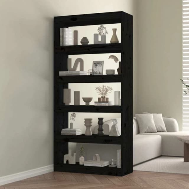 VIDAXL Book Cabinet/Room Divider Black 80x30x167.4cm Solid Wood Pine Vidaxl 8720286609026