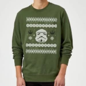 Star Wars Christmas Stormtrooper Knit Green Christmas Sweatshirt - L - Green