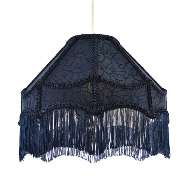 Happy Homewares Classic Victorian Style Empire Pendant Shade in Midnight Blue Fabric Size: 12" Midnight Unisex 12"