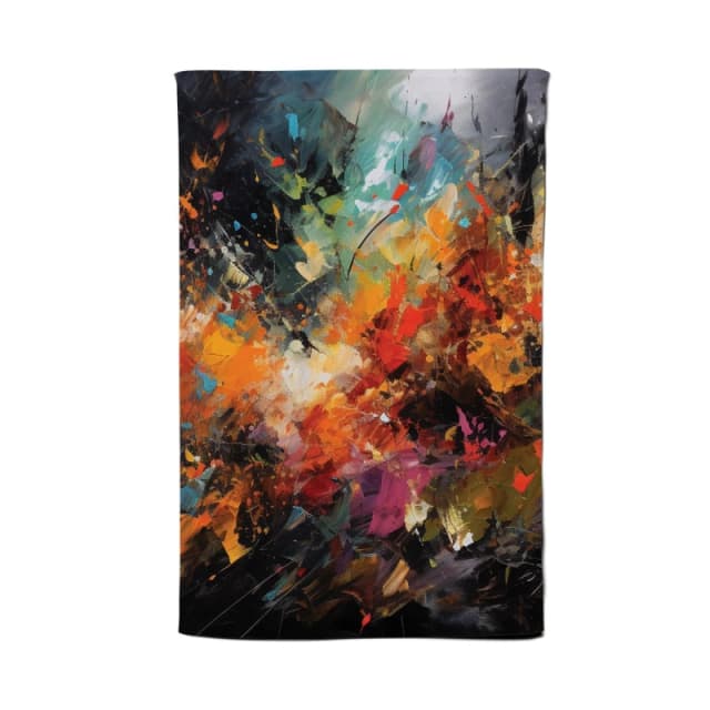 Warren Reed - Designer A Vibrant Abstract Painting Capturing The Energy & E Tea Towel in Orange Orange Unisex