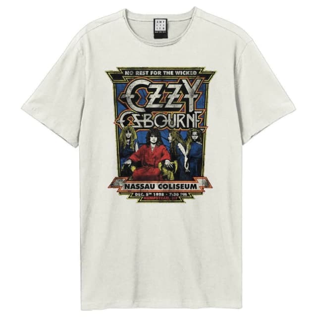 Amplified Amplified Men No Rest For The Wicked Ozzy Osbourne T-Shirt in White Size: X-Small White XS Male 5063574138314