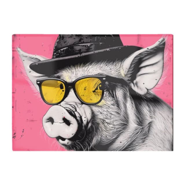 Warren Reed Designer Pig In A Hat And Glasses Chopping Board