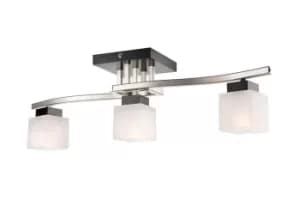Dana Multi Arm Semi Flush Ceiling Light With Glass Shade, Wenge, 3x E14