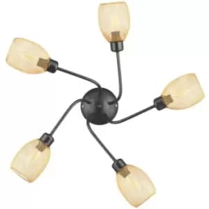 Onli Spirit 5 Light Multi Arm Semi Flush Ceiling Lamp, Black